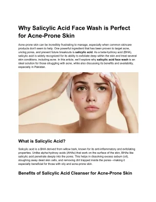 Why Salicylic Acid Face Wash is Perfect for Acne-Prone Skin