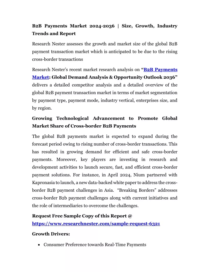 b2b payments market 2024 2036 size growth industry