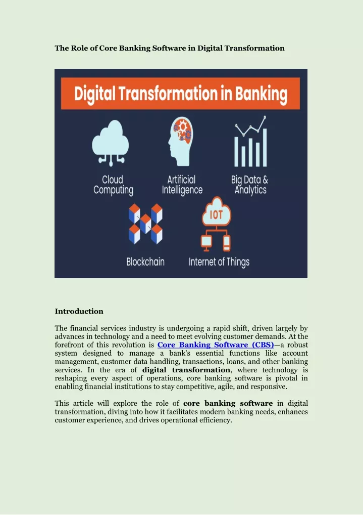 the role of core banking software in digital