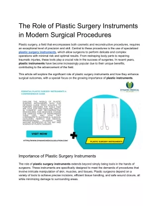 The Role of Plastic Surgery Instruments in Modern Surgical Procedures