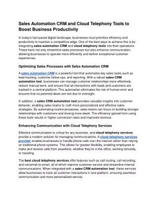 sales automation crm and cloud telephony tools