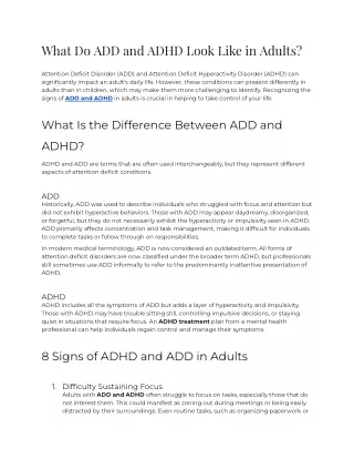what do add and adhd look like in adults
