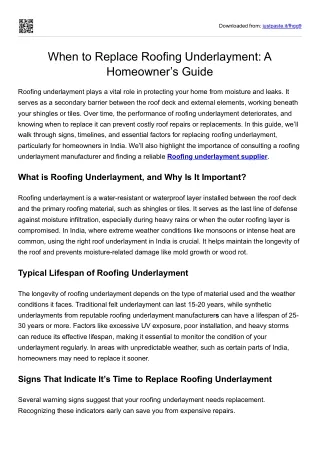 When to Replace Roofing Underlayment: A Homeowner’s Guide