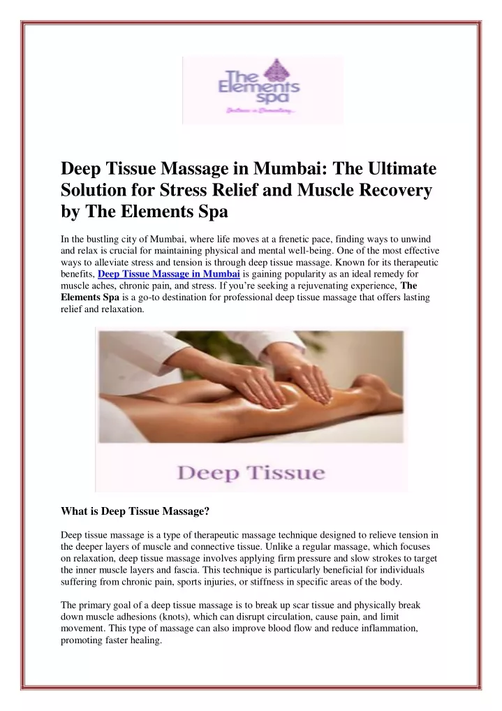 deep tissue massage in mumbai the ultimate