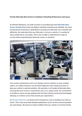 Mercedes Benz Service Auckland