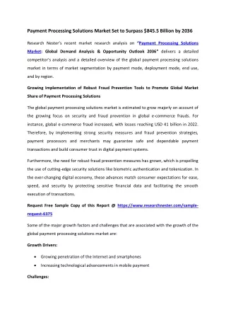 Payment Processing Solutions Market Growth 2036