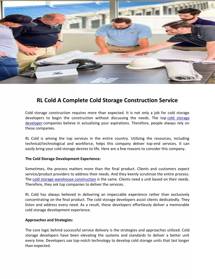 rl cold a complete cold storage construction