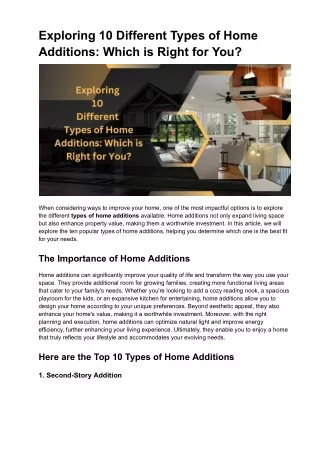 Exploring 10 Different Types of Home Additions_ Which is Right for You