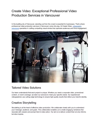 Create Video_ Exceptional Professional Video Production Services in Vancouver