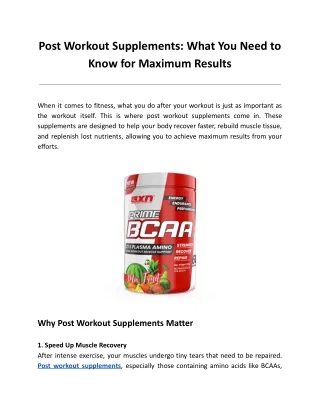 post workout supplements what you need to know