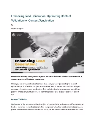 enhancing lead generation optimizing contact