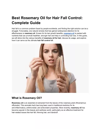 Best Rosemary Oil for Hair Fall Control Complete Guide