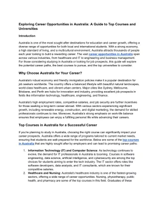 exploring career opportunities in australia