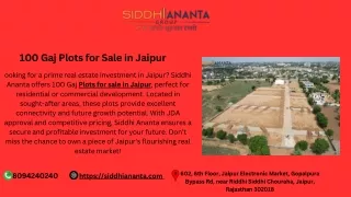 100 Gaj Plots for Sale in Jaipur Ideal Investment Opportunity by Siddhi Ananta