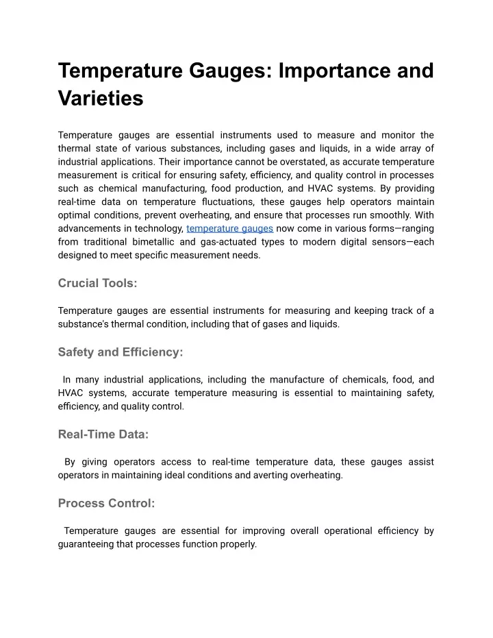 temperature gauges importance and varieties