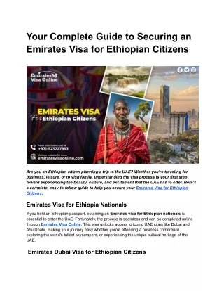 Emirates Visa for Ethiopian Citizens -