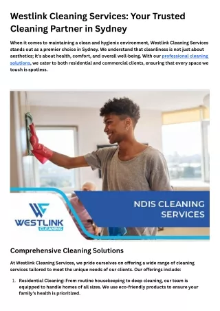 Westlink Cleaning Services Your Trusted Cleaning Partner in Sydney