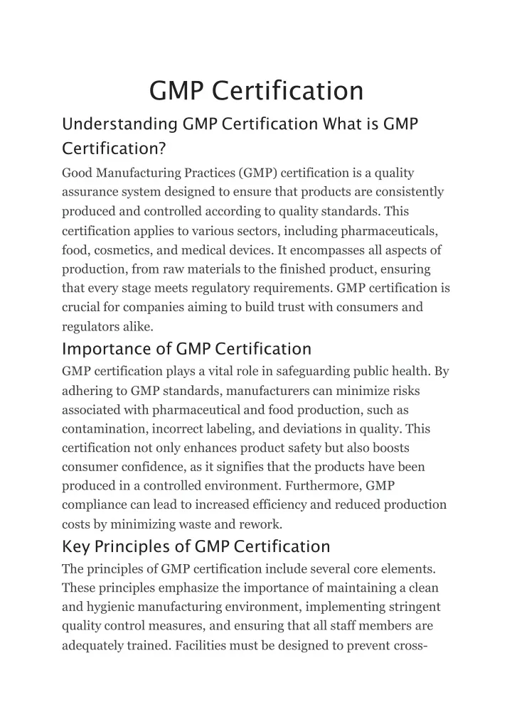 gm p certificat ion