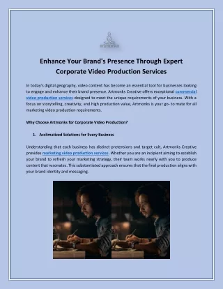 Enhance Your Brand's Presence Through Expert Corporate Video Production Services