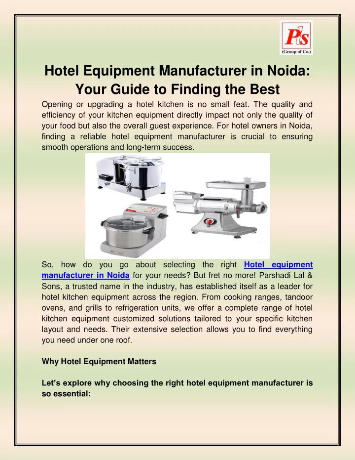 hotel equipment manufacturer in noida your guide