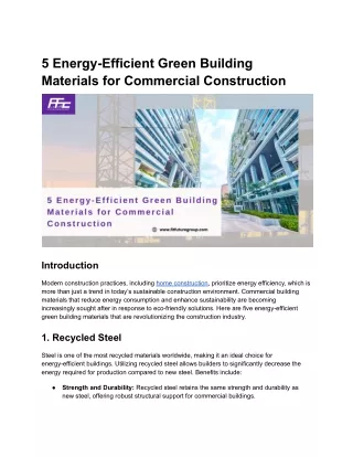 5 Energy-Efficient Green Building Materials for Commercial Construction