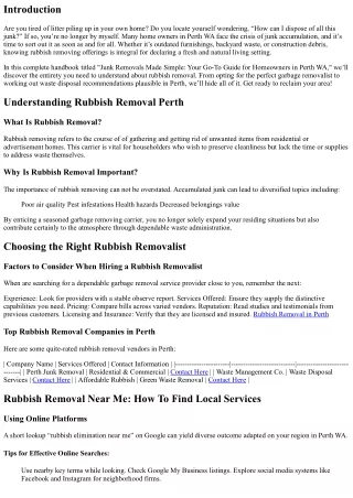 Junk Removals Made Simple: Your Go-To Guide for Homeowners in Perth WA