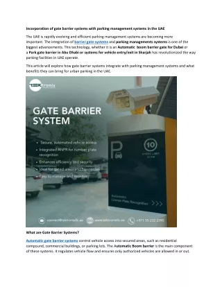 Integration of Gate Barrier Systems with Parking Management Systems in the UAE