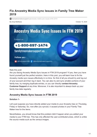 Fix Ancestry Media Sync Issues in Family Tree Maker 2019