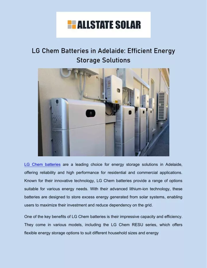 lg chem batteries in adelaide efficient energy