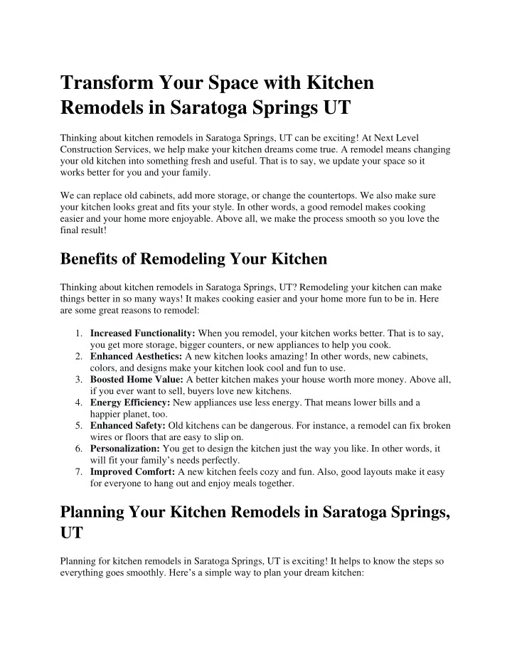 PPT - Transform Your Space with Kitchen Remodels in Saratoga Springs UT ...