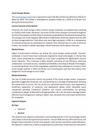 Cloud Storage Market Growth to USD 364.24 Bn by 2032