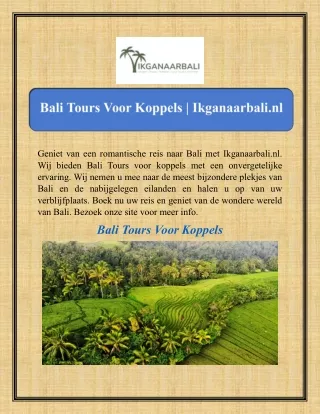 Bali Tours Voor Koppels