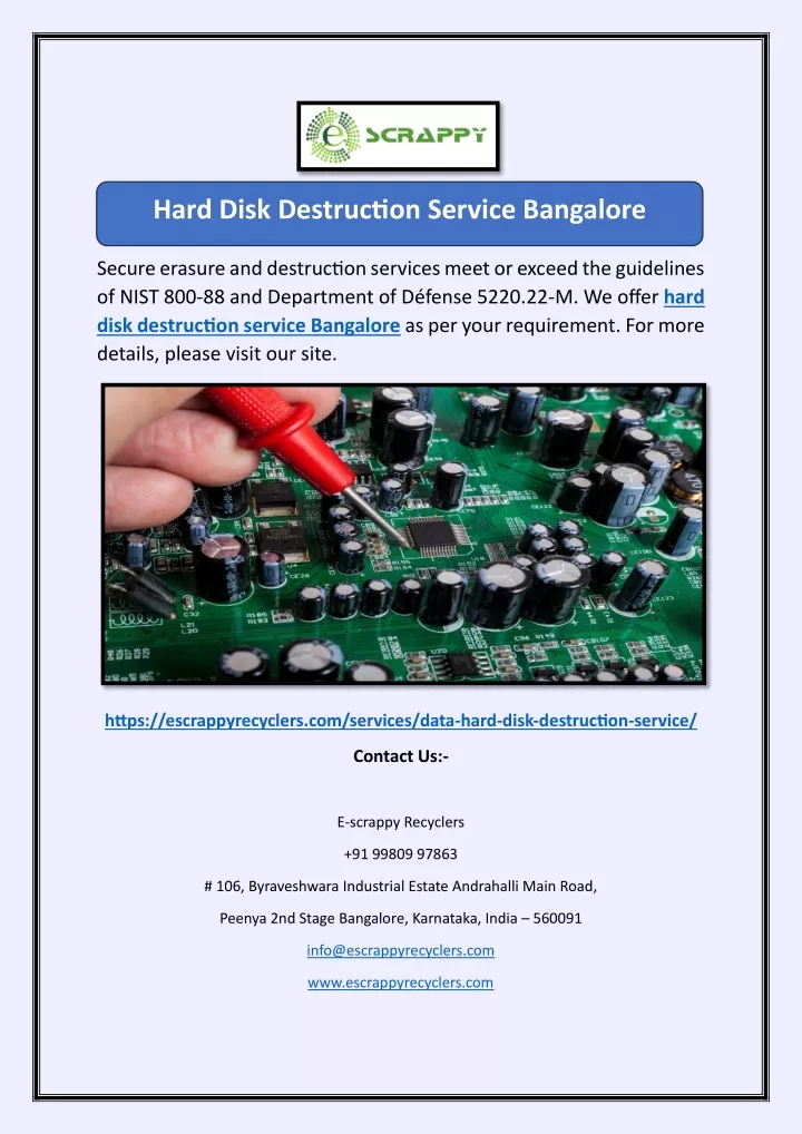 hard disk destruction service bangalore