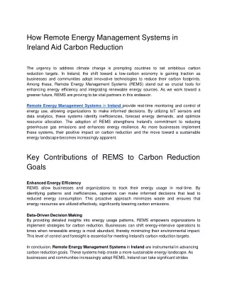 How Remote Energy Management Systems in Ireland Aid Carbon Reduction