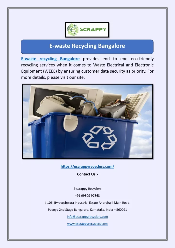 e waste recycling bangalore