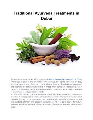 Traditional Ayurveda Treatments in Dubai