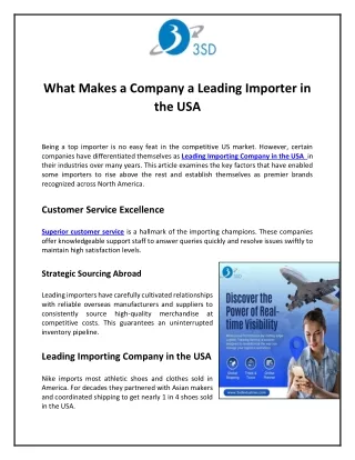 What Makes a Company a Leading Importer in the USA