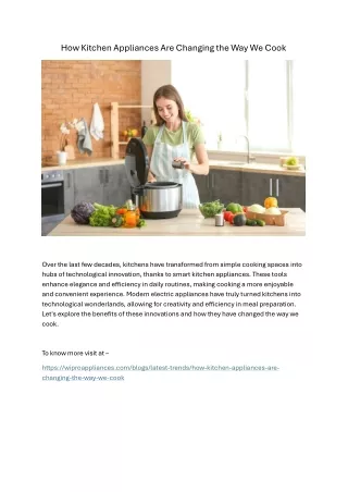 How Kitchen Appliances Are Changing the Way We Cook
