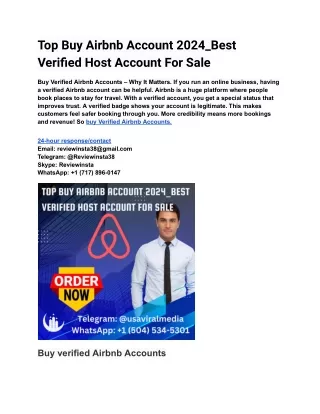 Top Buy Airbnb Account 2024_Best Verified Host Account For Sale