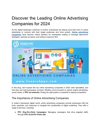 Discover the Leading Online Advertising Companies for 2024