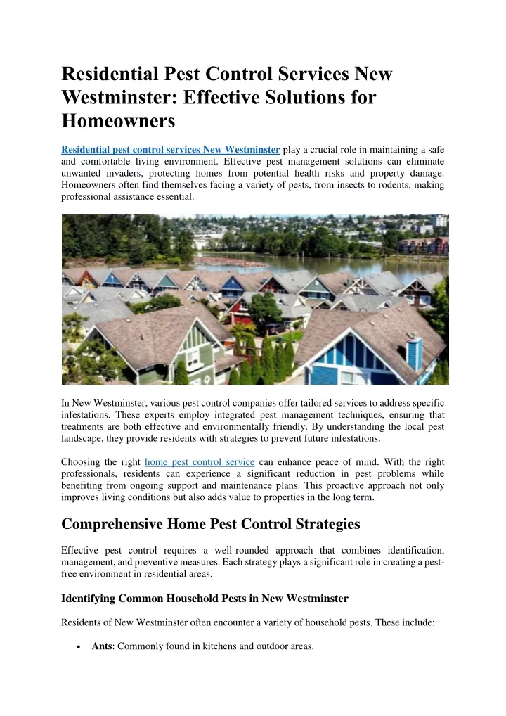 residential pest control services new westminster