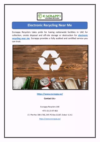 Electronic Recycling Near Me