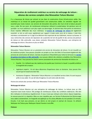 Réparation de revêtement extérieur ou service de nettoyage de toiture