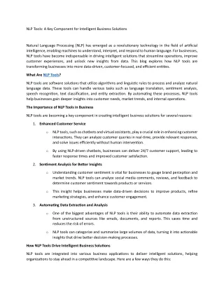 nlp tools a key component for intelligent