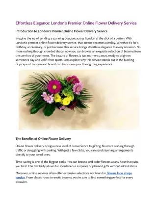 Effortless Elegance London's Premier Online Flower Delivery Service