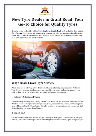 Reliable New Tyre Dealer in Grant Road - Crown Tyre Service