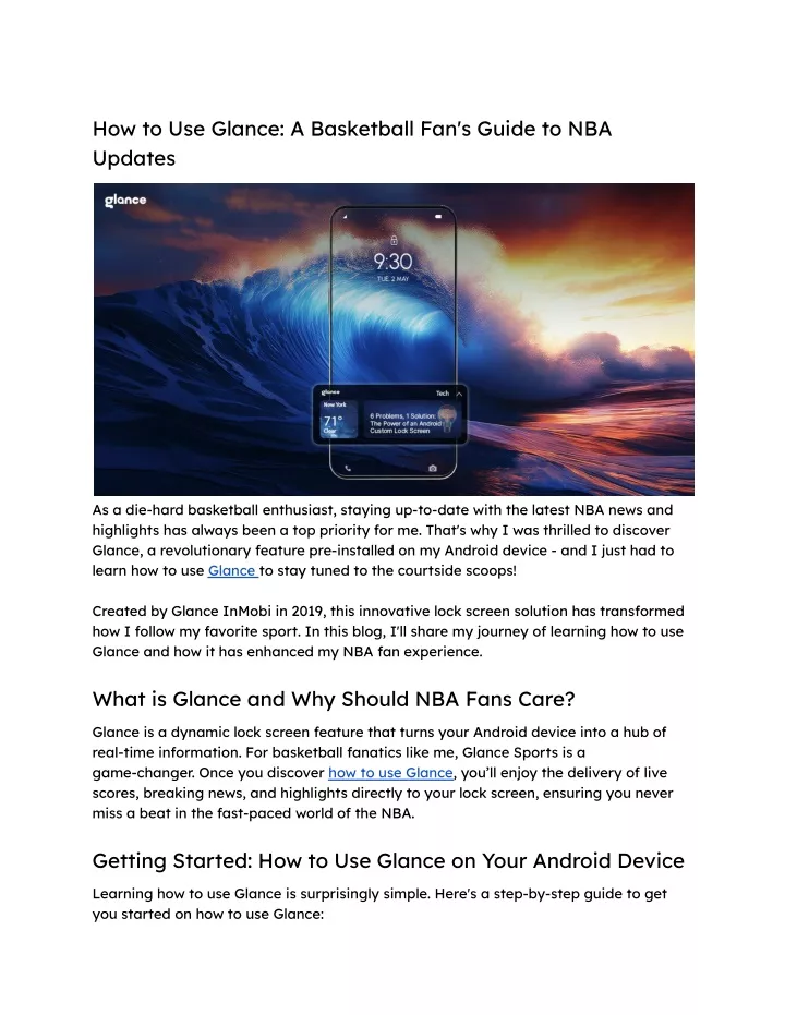 how to use glance a basketball fan s guide