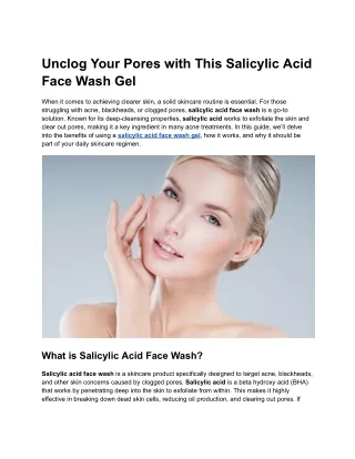 Unclog Your Pores with This Salicylic Acid Face Wash Gel