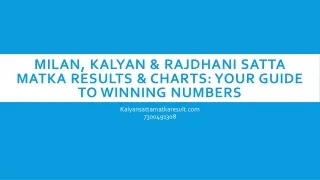 Milan, Kalyan & Rajdhani Satta Matka Results & Charts: Your Guide to Winning Num