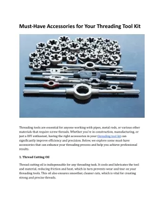 Must-Have Accessories for Your Threading Tool Kit